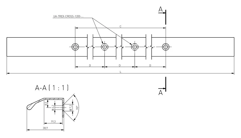 Maner mobila lung TREX CROSS, 1200mm, #UA-TREX-CROSS-1200-22 - imagine 4