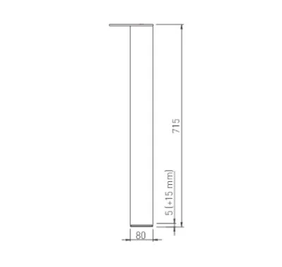 Picior masa 80x80mm, H710 mm, aluminiu - imagine 3